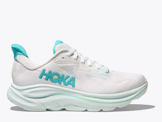 HOKA Clifton 10 — Blanc / Turquoise